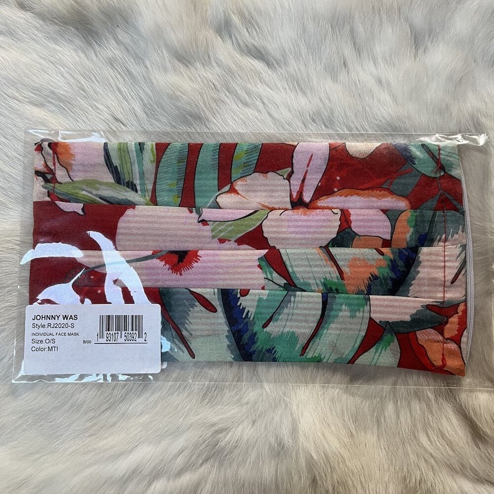 Johnny Was NWT Silk Floral Print Face Mask Cotton Back